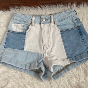 PacSun Color block Patchwork Mom Jean Shorts